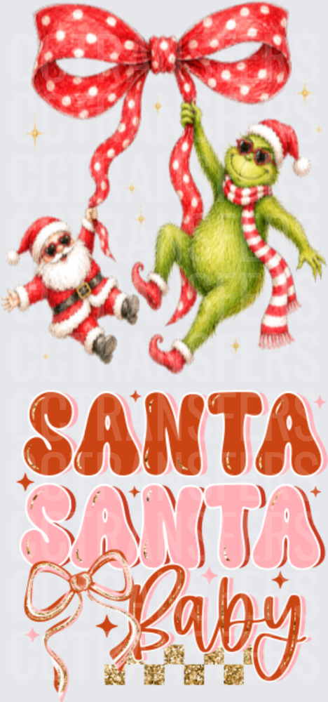 Santa Santa Baby G-Man & Santa Hanging Polka Dot Bow (DTF)