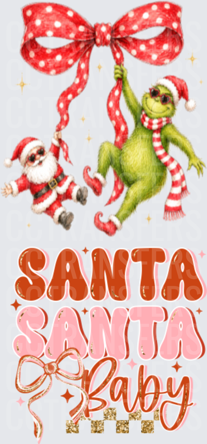 Santa Santa Baby G-Man & Santa Hanging Polka Dot Bow (DTF)