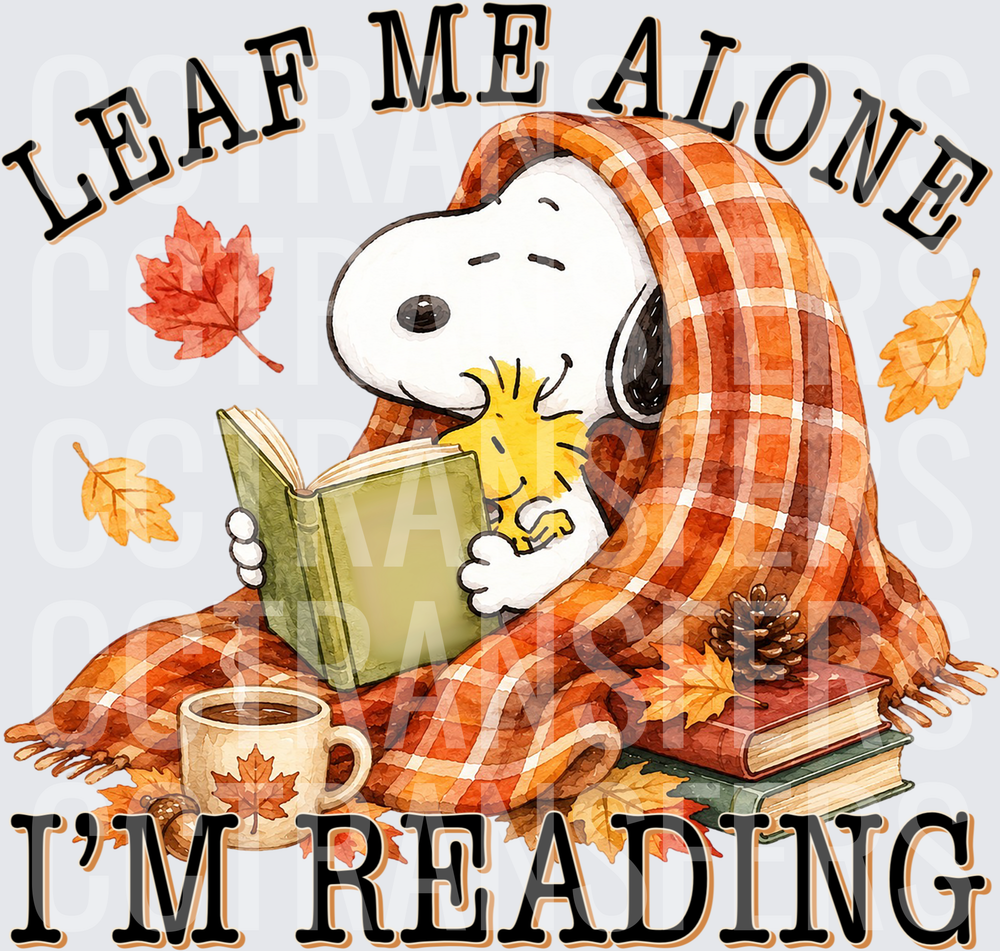 Leaf Me Alone I'm Reading Cozy Fall Dog Book Lover (DTF)