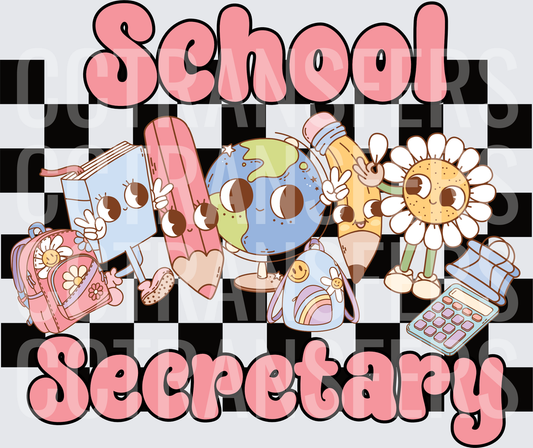 School Secretary Retro Groovy Kawaii Characters (DTF)