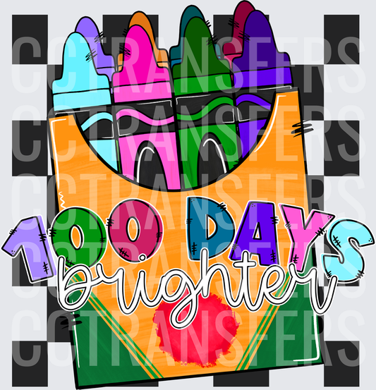 100 Days Brighter Colorful Crayon Box (DTF)