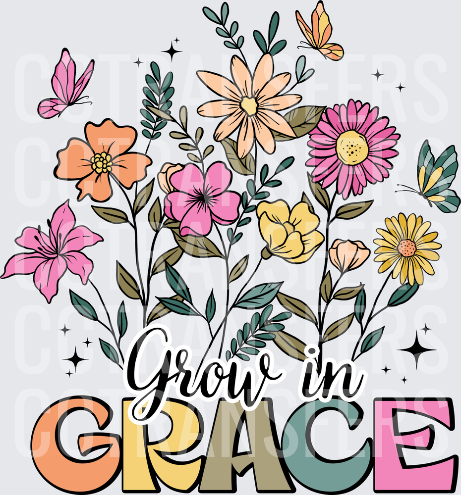 Grow In Grace Wildflower Bouquet Butterflies (DTF)