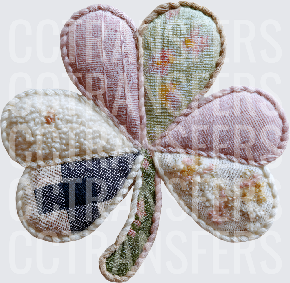 Patchwork Fabric Four Leaf Clover Shamrock (DTF)
