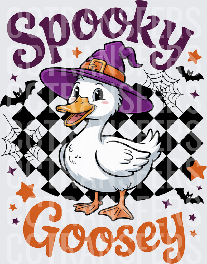 Spooky Goosey Halloween Witch Duck Checkered (DTF)