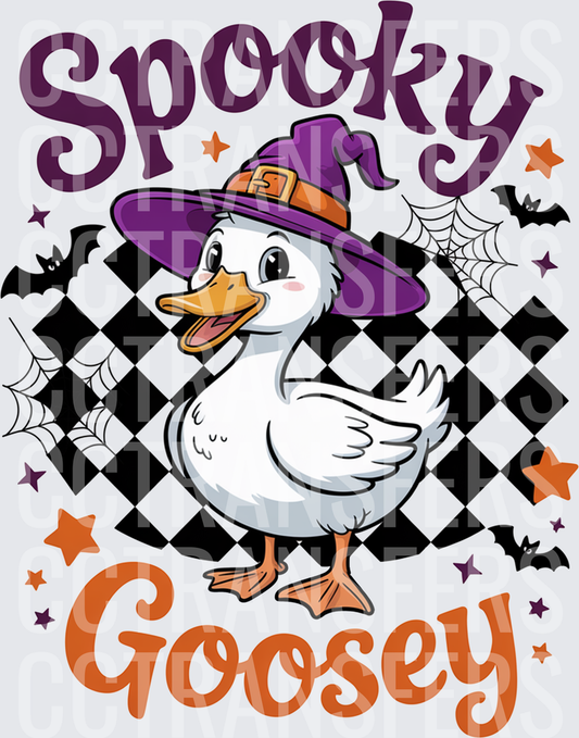 Spooky Goosey Halloween Witch Duck Checkered (DTF)
