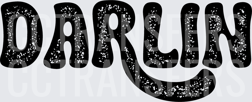 Darlin Retro Groovy Distressed Bold Text (DTF)