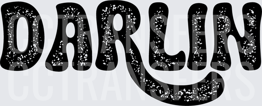 Darlin Retro Groovy Distressed Bold Text (DTF)