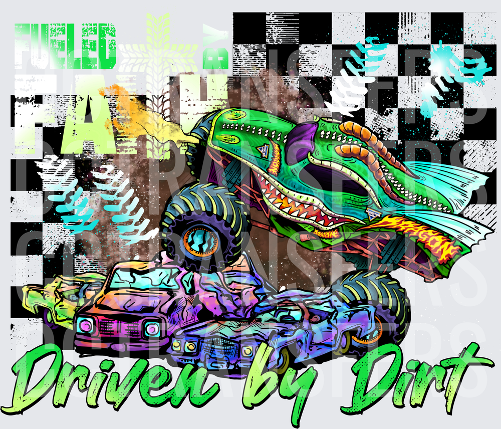 Driven By Dirt Dragon Monster Truck Crushing Cars (DTF)