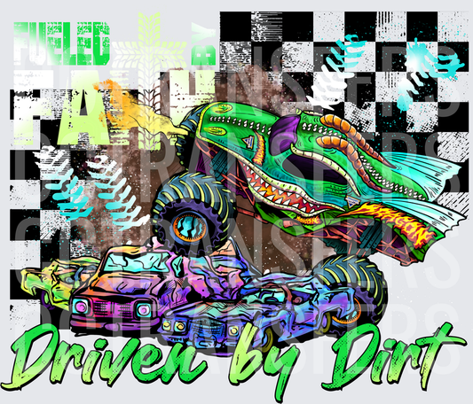 Driven By Dirt Dragon Monster Truck Crushing Cars (DTF)