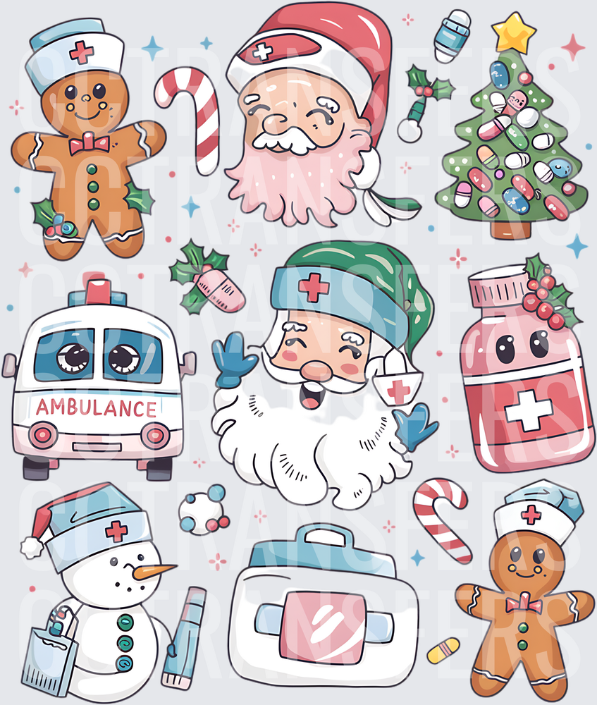 Kawaii Medical Christmas Holiday Nurse Santa Bundle (DTF)
