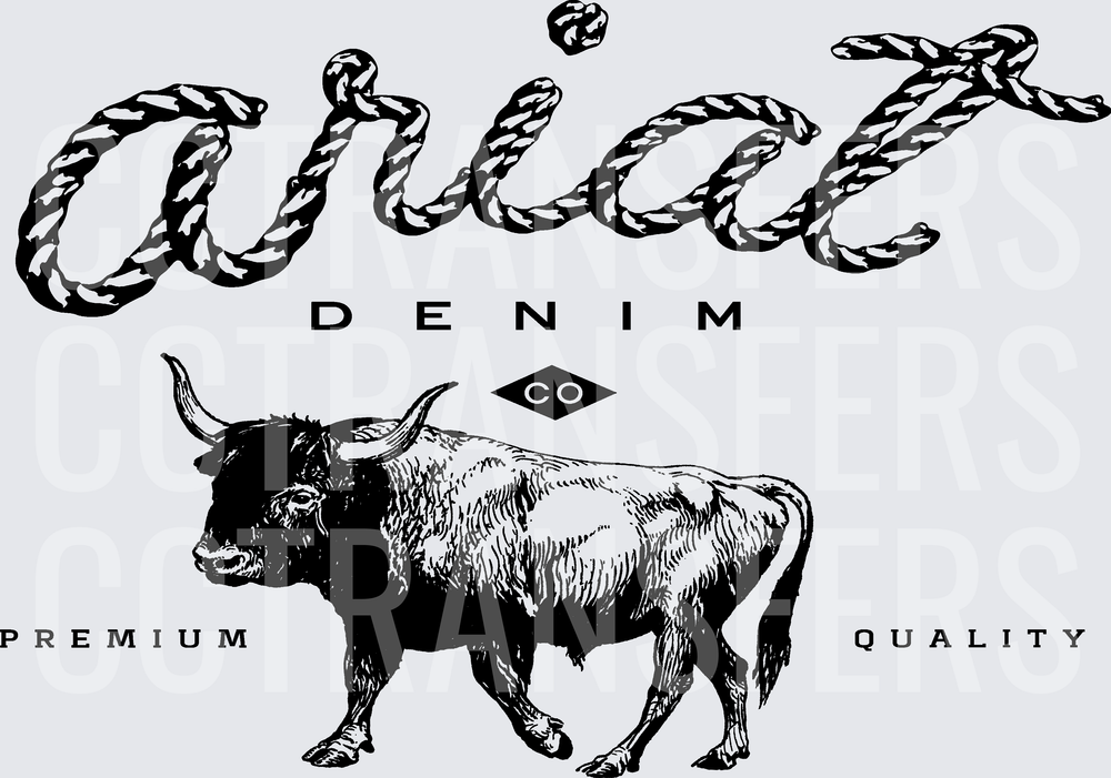 Rope Script Denim Co Premium Quality Bull Graphic (DTF)