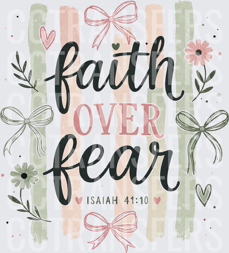 Faith Over Fear Isaiah 41:10 Floral Bow Design (DTF)