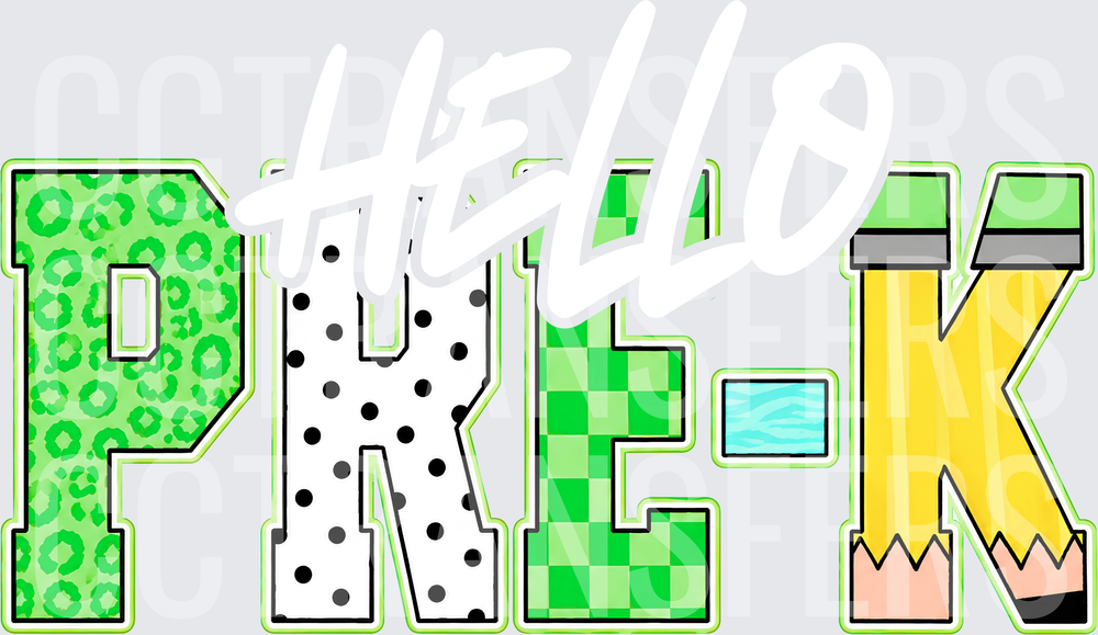 Pre-K Mixed Pattern Letters with Pencil Design (DTF)
