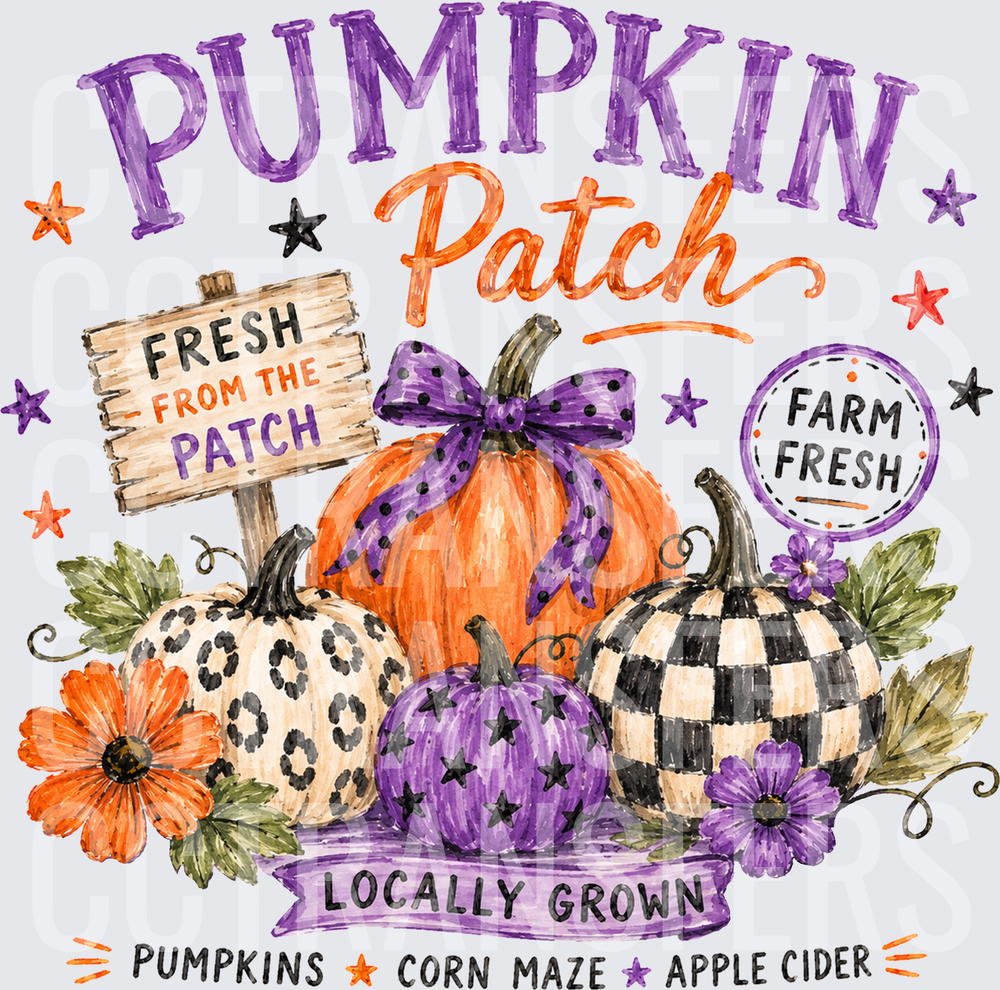 Pumpkin Patch Farm Fresh Locally Grown Fall Design (DTF)