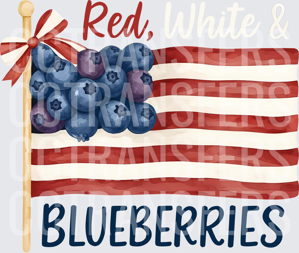 Red White & Blueberries Patriotic Flag (DTF)