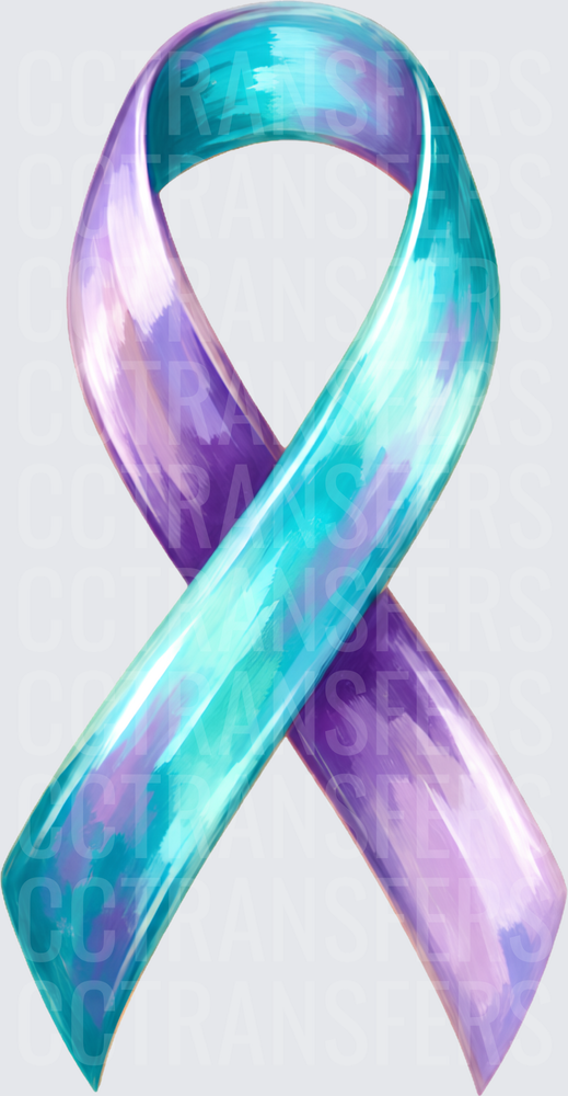Teal and Purple Watercolor Awareness Ribbon (DTF)