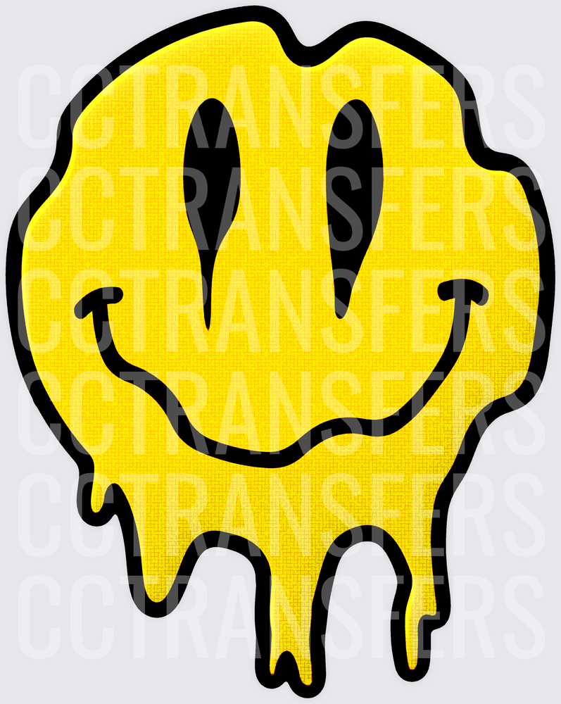 Melting Drip Yellow Smiley Face Psychedelic (DTF)