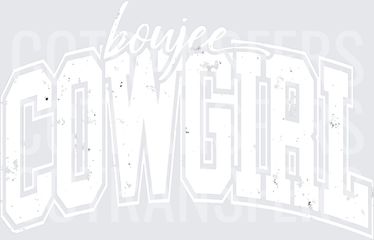 Boujee Cowgirl Distressed Varsity Letter Design (DTF)