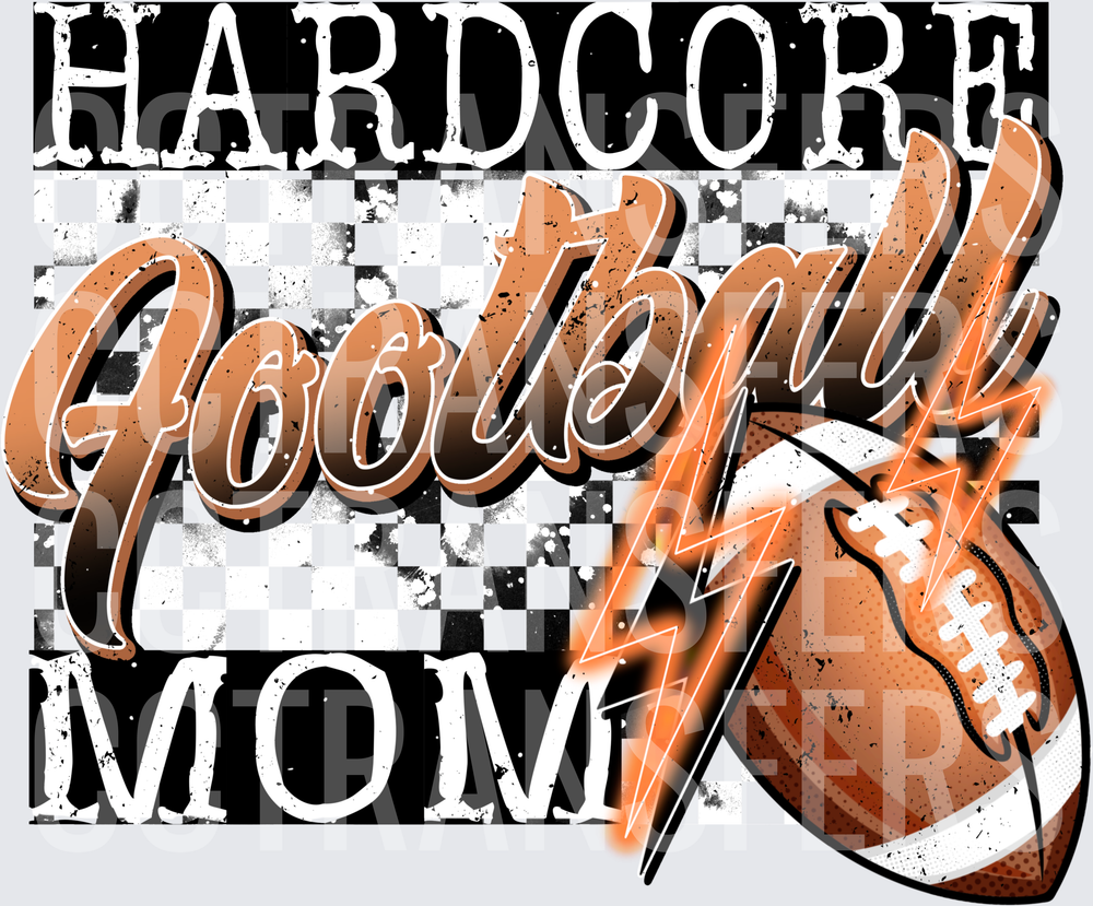 Hardcore Football Mom Lightning Bolt Checkered (DTF)