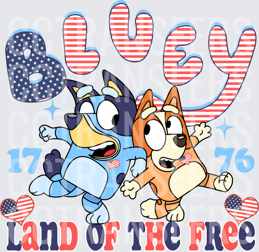 Land of the Free 1776 Patriotic Cartoon Pups (DTF)