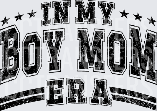 In My Boy Mom Era Distressed Varsity Stars (DTF)