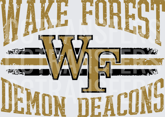 Demon Deacons WF Distressed Gold Black Stripe (DTF)