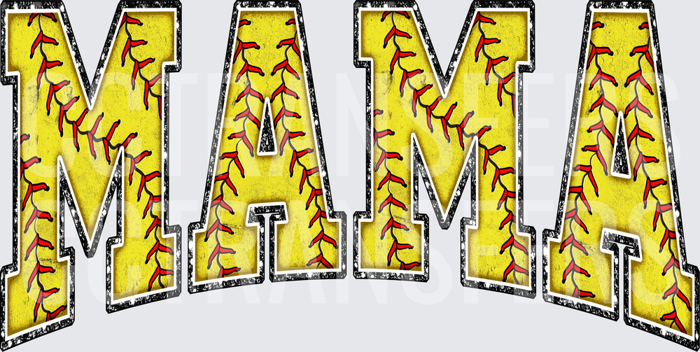 Grunge Softball Stitch MAMA Letter Design (DTF)
