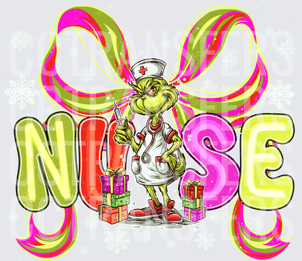 G-Man Christmas Nurse With Syringe Gifts Bow (DTF)