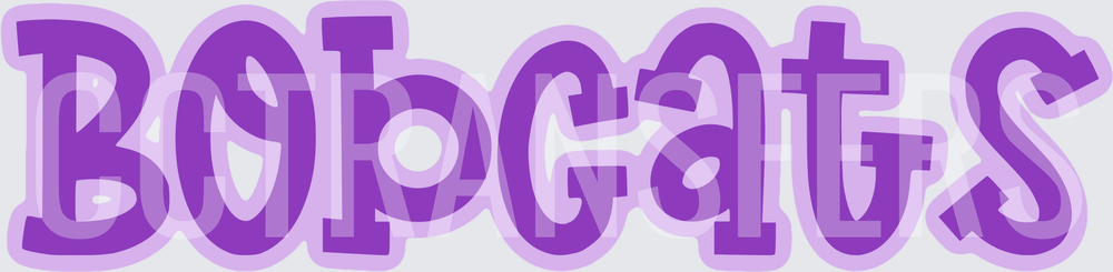 Bobcats Bold Purple Bubble Letter Text (DTF)