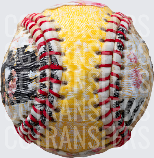 Patchwork Floral Zebra Print Baseball with Red Stitching (DTF)
