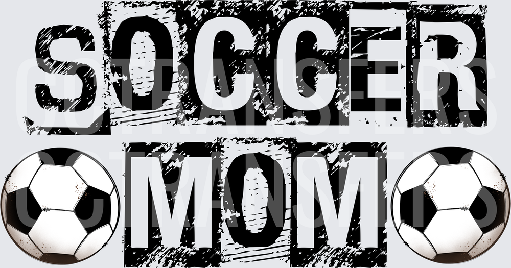 Soccer Mom Bold Grunge Text with Soccer Balls (DTF)