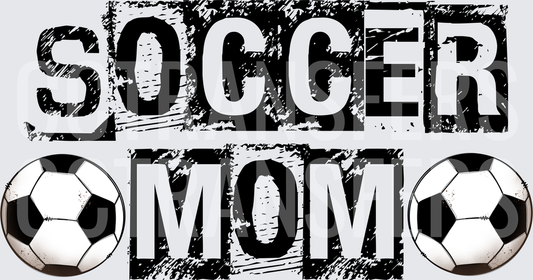 Soccer Mom Bold Grunge Text with Soccer Balls (DTF)