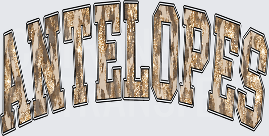Antelopes Arched Varsity Glitter Cowhide Letters (DTF)