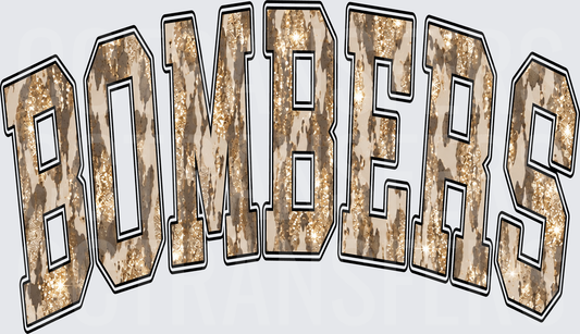 Bombers Arched Varsity Glitter Gold Letters (DTF)