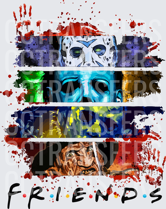 Horror Icons Friends Parody Logo Blood Splatter (DTF)