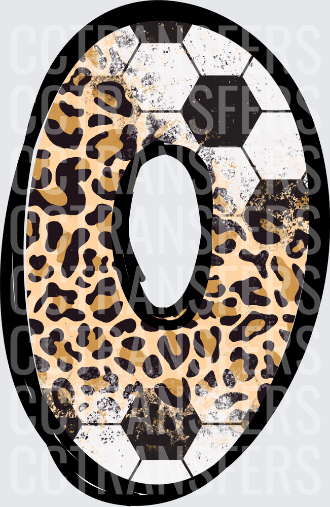 Leopard Print Soccer Ball Letter O (DTF)