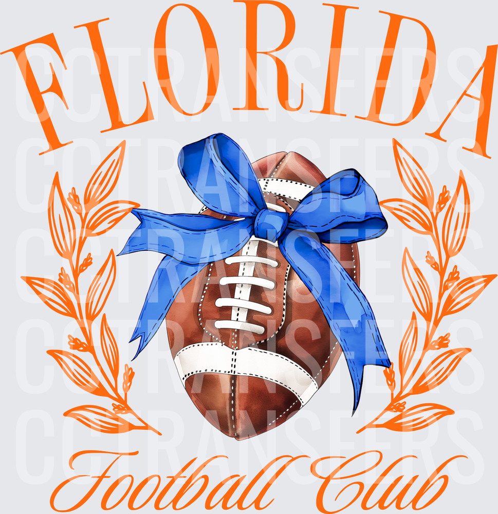 Florida Football Club Blue Bow Watercolor Wreath (DTF)