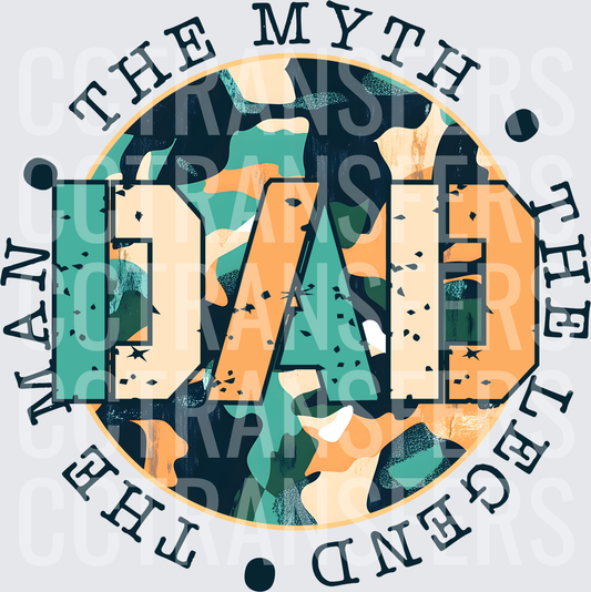 Dad The Man The Myth The Legend Camo Circle (DTF)