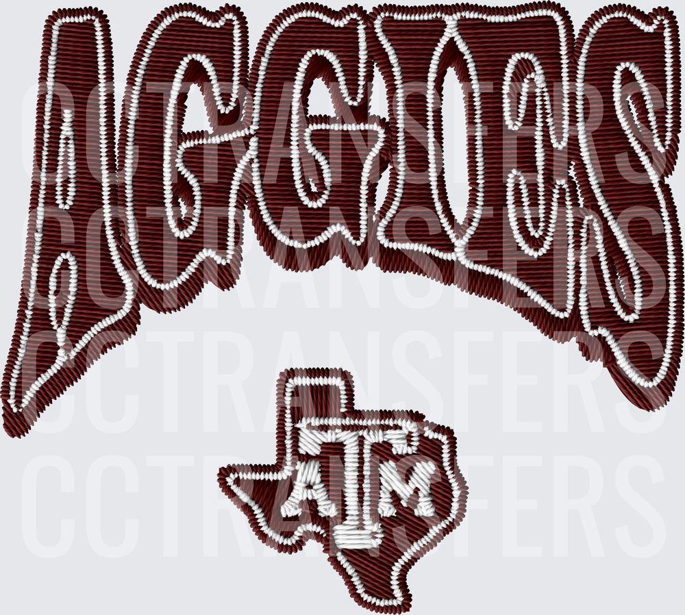 Aggies Embroidery Style Maroon Texas State Logo (DTF)