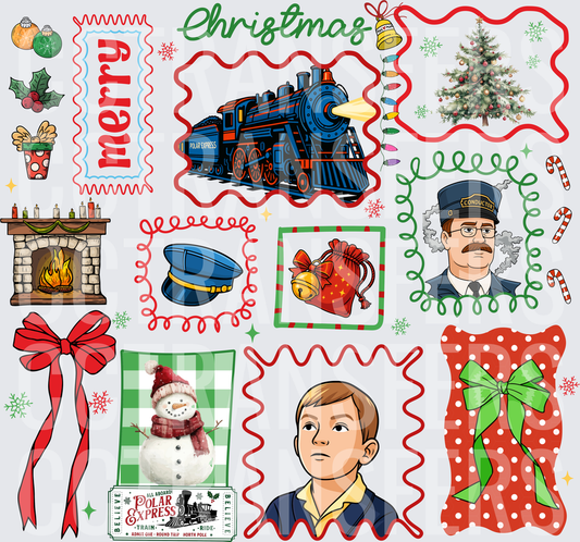 Merry Christmas Holiday Train Conductor Boy Bundle (DTF)