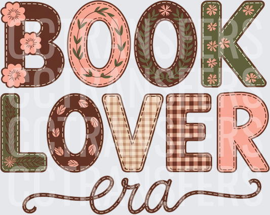 Book Lover Era Patchwork Floral Letter Design (DTF)