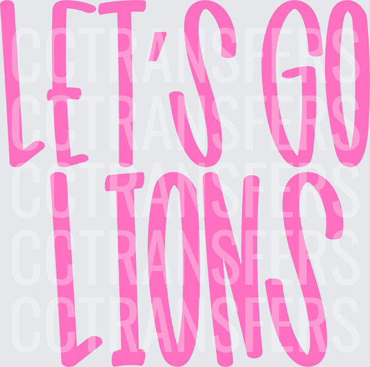 Let's Go Lions Bold Pink Fan Spirit Text (DTF)