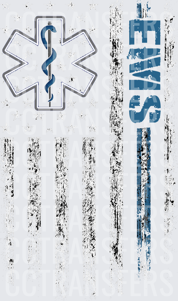 EMS Star of Life Distressed American Flag (DTF)