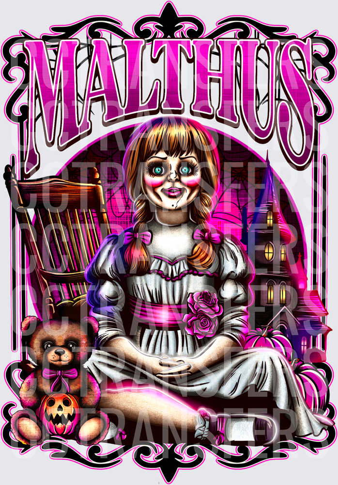 Malthus Annabelle Horror Doll Halloween Pink Gothic (DTF)