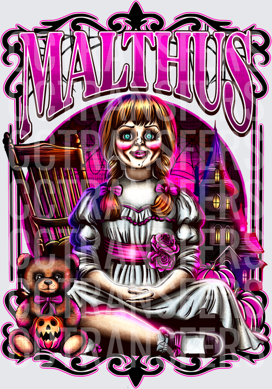 Malthus Annabelle Horror Doll Halloween Pink Gothic (DTF)