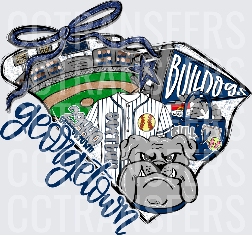 Georgetown Bulldogs Softball Stadium Collage Design (DTF)