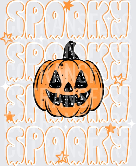 Spooky Stacked Text Jack-O-Lantern Halloween (DTF)