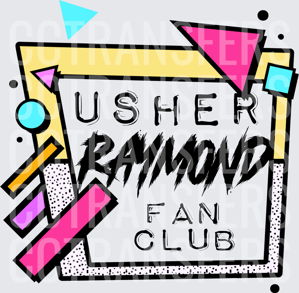 Usher Raymond Fan Club Retro 90s Geometric Design (DTF)