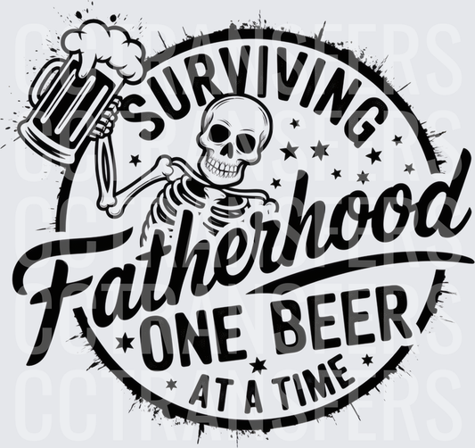 Surviving Fatherhood One Beer At A Time Skeleton (DTF)