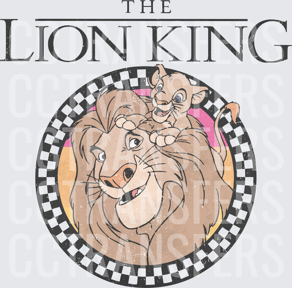The Lion King Mufasa & Simba Retro Checkered Circle (DTF)